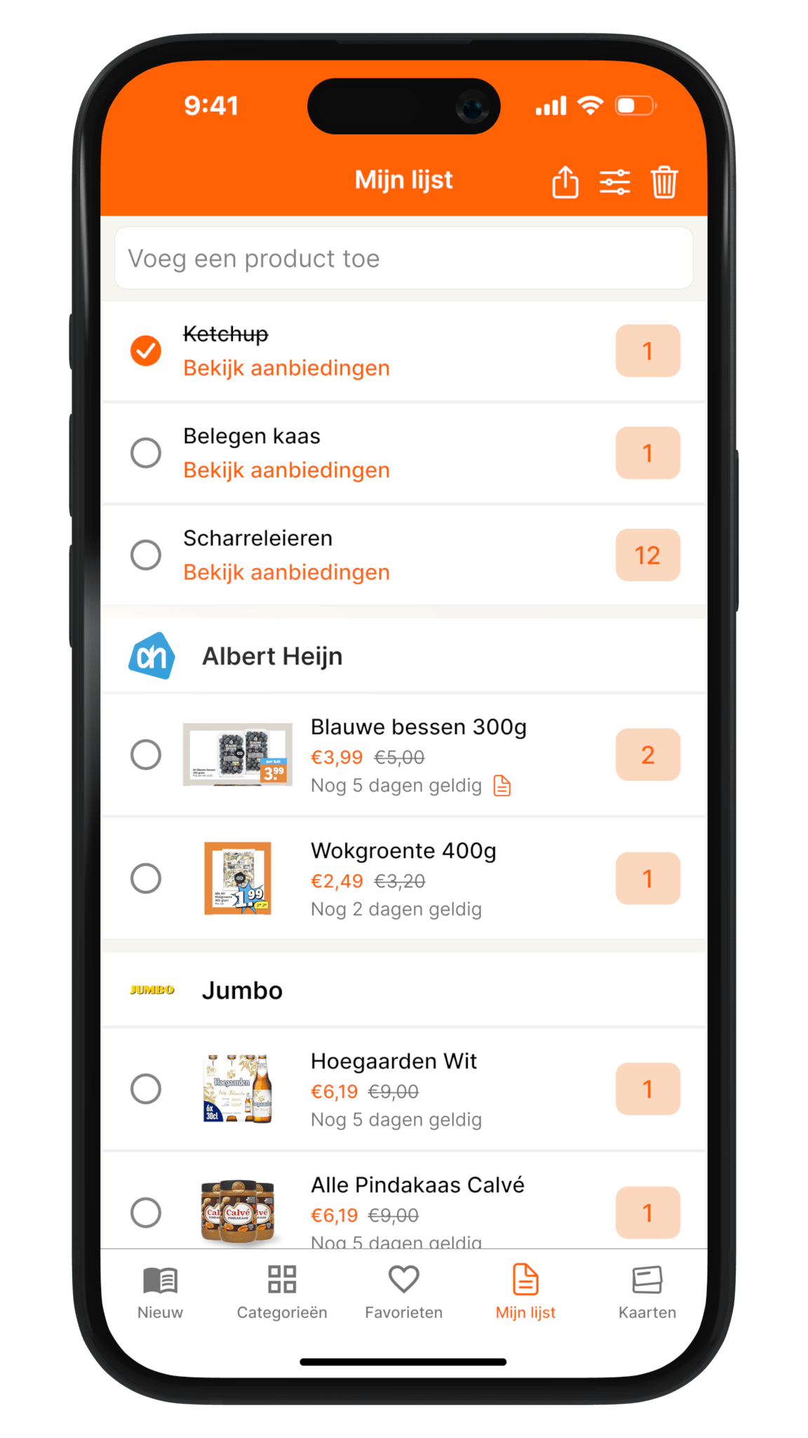 Screenshot van de app - Aanbieding